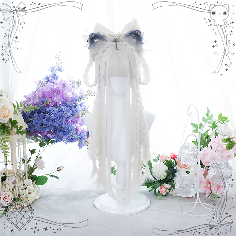 |大佬家|白色 Lolita白长直假发「光蕴」全头套女自然修脸长发