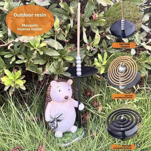 小刺猬插入蚊香架子檀香木支架灰板太阳能灯阳台花园户外装饰景观