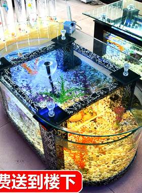 大型生态茶几鱼缸客厅水族箱玻璃家用桌面乌龟缸中型电视柜可定做