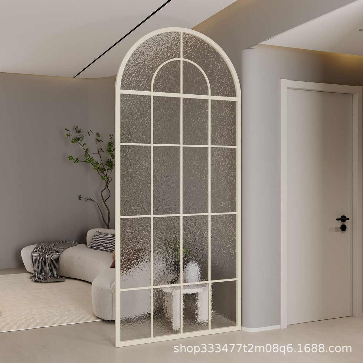 不锈钢入户半圆风拱形奶油客厅艺铁隔断弧形屏风工厂源头玄关法式