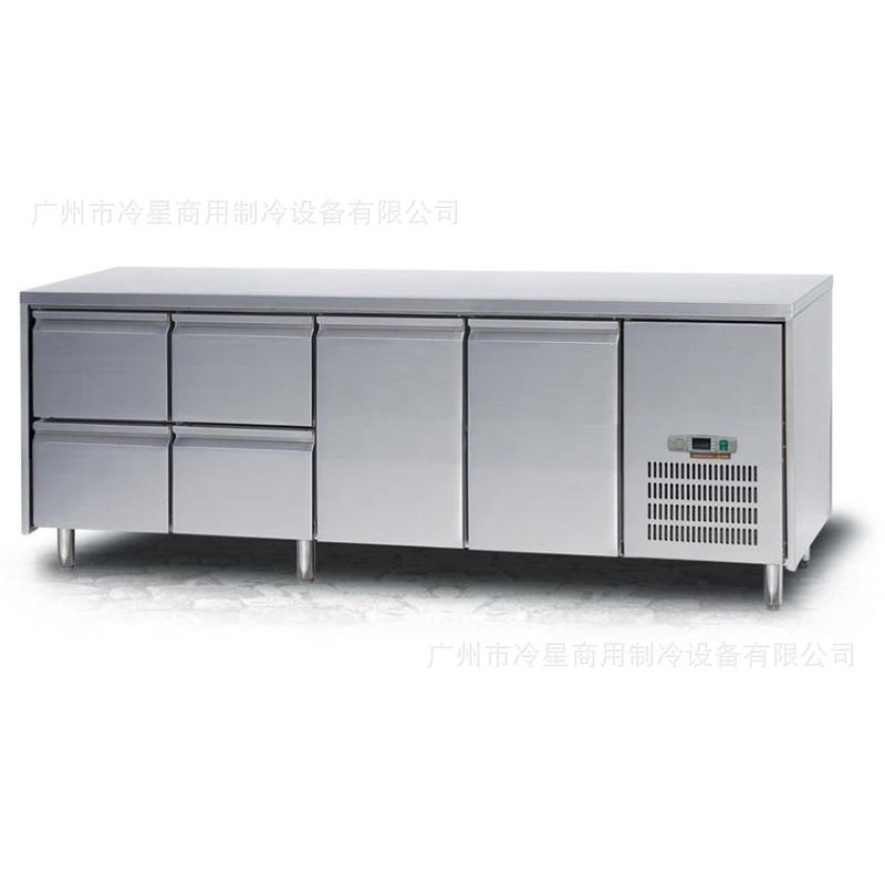 两门四抽屉冷藏工作台冰柜风冷无霜抽拉式机组不锈钢220V60hz冰箱