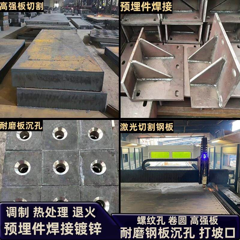 Q355锰钢板护栏焊接钢构钢板焊接件夹具铁板预埋件焊接滚轮架喷漆