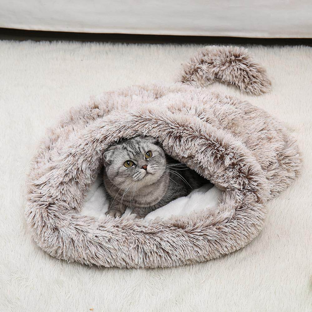 猫窝泰迪中小型犬猫咪半包宠物睡袋垫子两用秋冬保暖长毛绒宠物垫