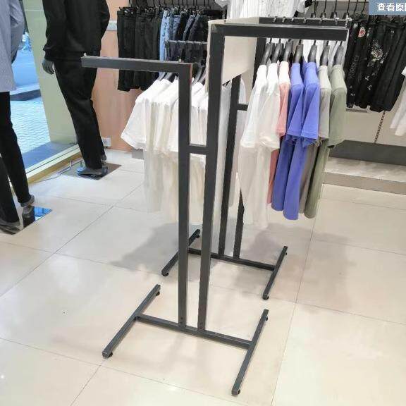 简约服装店中岛架落地展示架男女装童装六臂中岛货架双杠侧挂衣架