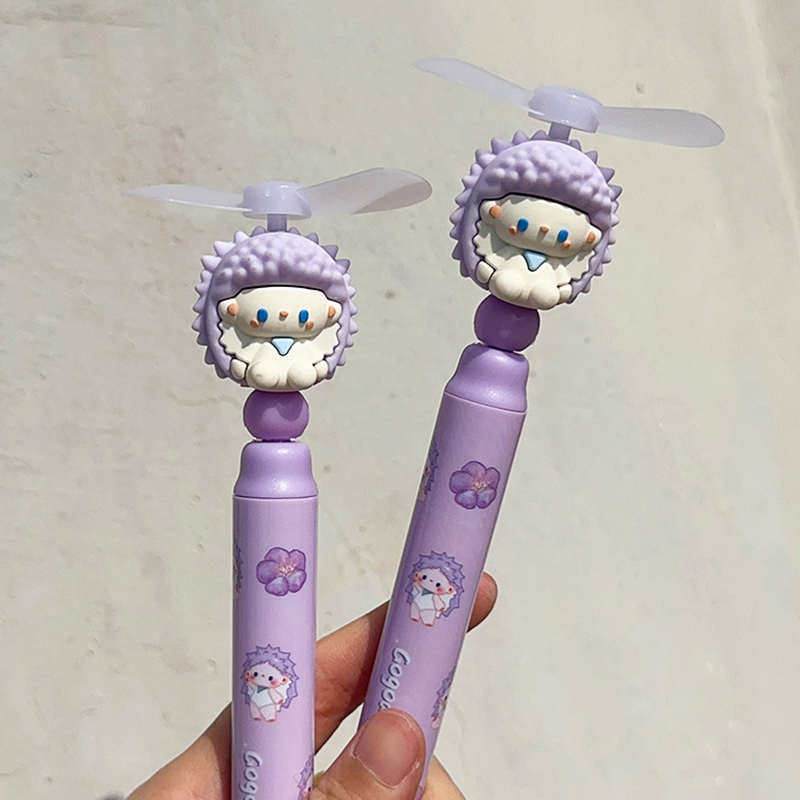 咕咕露风扇笔学生用可爱中性笔黑色笔芯圆珠笔卡通签字笔扇子笔