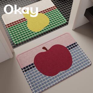 okay水果士多浴室韩系简约吸水地垫厕所门口脚垫卫生间门垫防滑垫