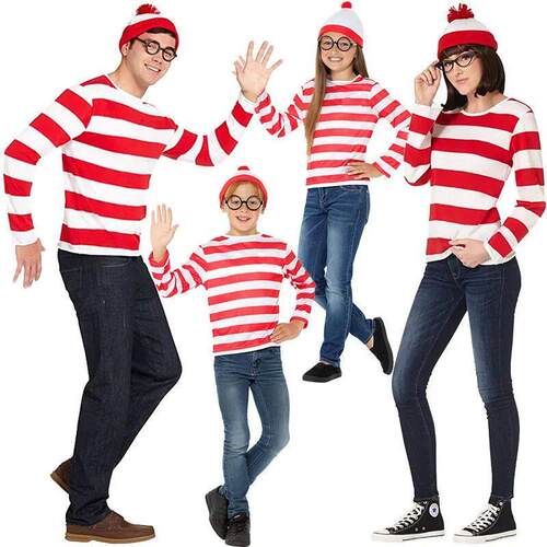 S-XXL Parent-child Cartoon Where is Wally Waldo Costume Wald