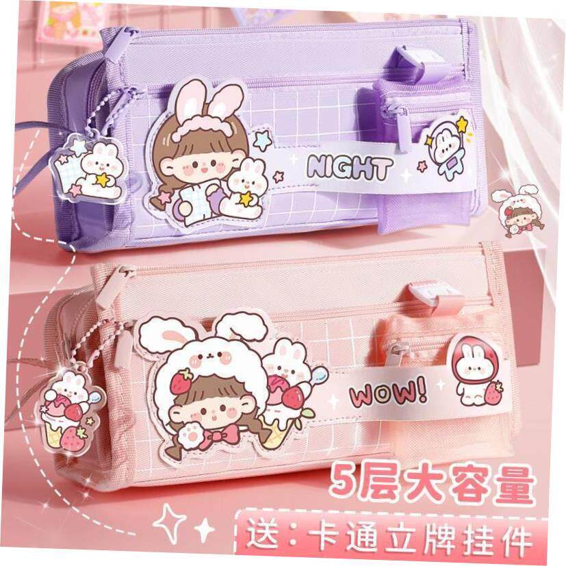 韩国可爱的女孩铅笔盒铅笔盒防水帆布