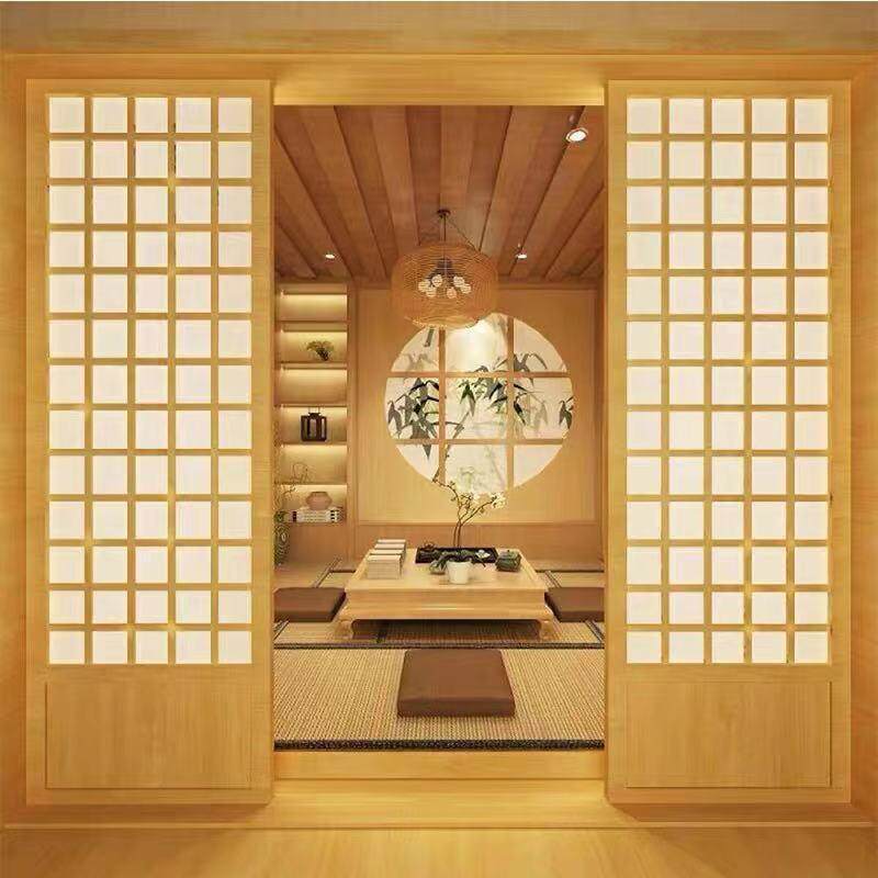 日式格子门定制原木风推拉门和室门榻榻米移门隔断门雪见窗樟子门