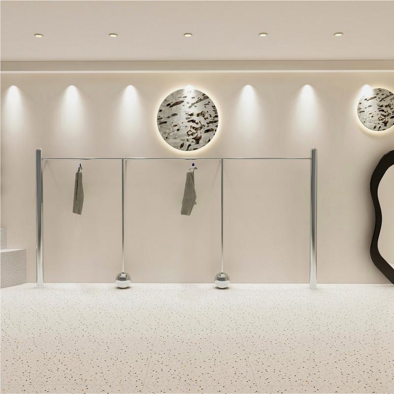 墙装服装店展示架上衣架亮面女不岛锈DK-21023钢挂衣架中架落地式