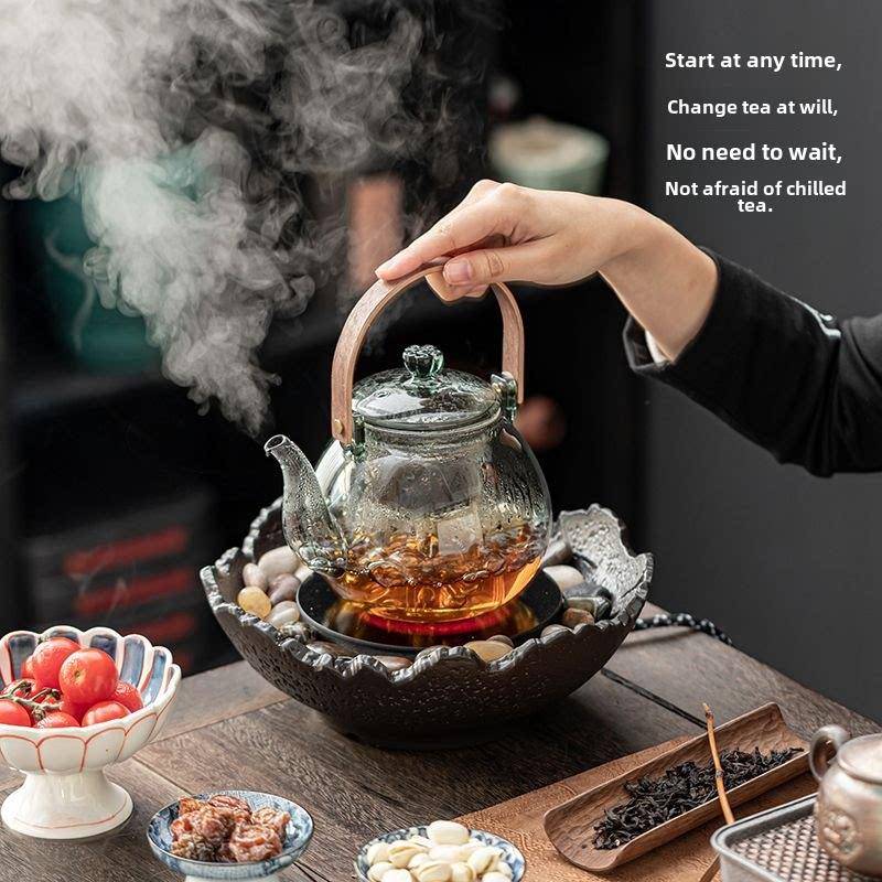 蒸煮茶壶电陶炉加热玻璃烧水壶家用茶具全自动小型围炉煮茶器套装