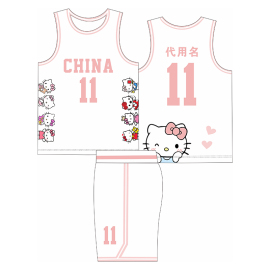 篮球服个性学生球衣卡通hellokitty女生背心队服定制印字短袖班服