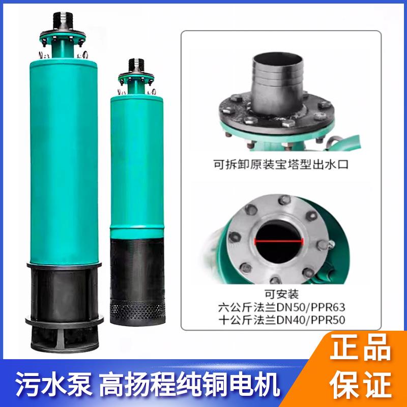 内装式多级潜水泵380V污水泵下吸式高压高扬程排污泵WQXN矿用防爆
