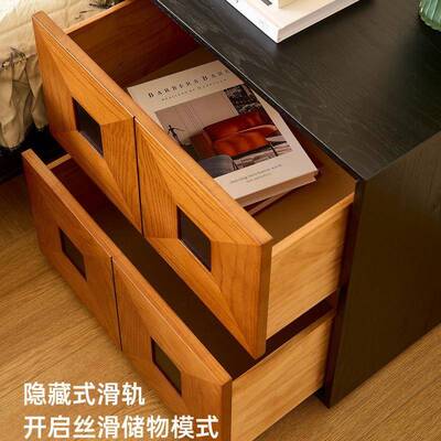 收纳柜/实木物KMQ古组合斗柜复家用客厅边柜中古风储物置门卡柜