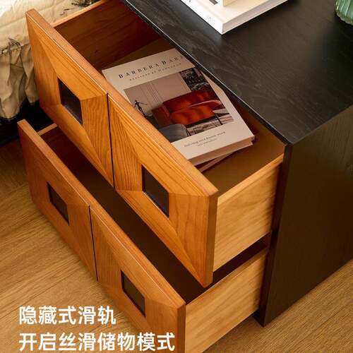 收纳柜/实木物KMQ古组合斗柜复家用客厅边柜中古风储物置门卡柜