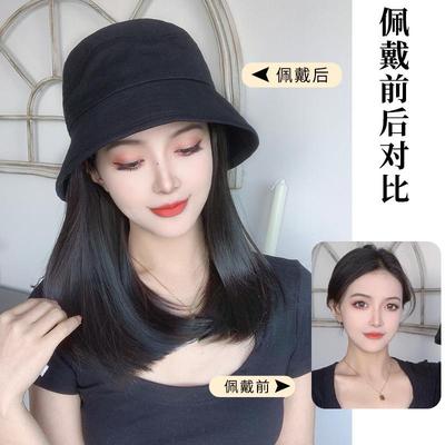 直销新款科尼假发帽子女韩版潮春秋天水桶渔夫帽中长发内扣时尚一