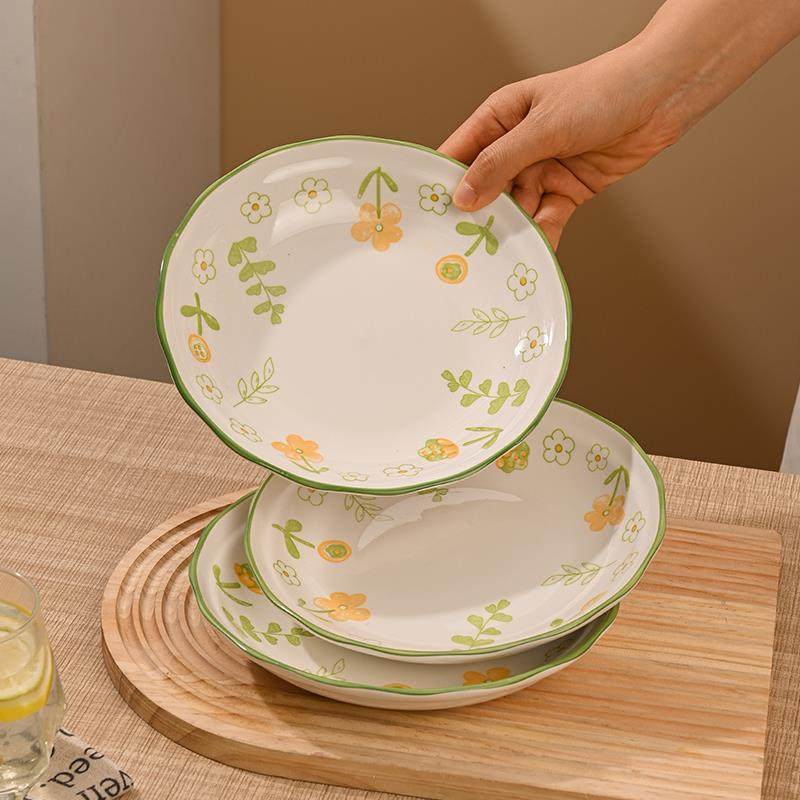 日式高颜值陶瓷盘子家用新款碟子盘子创意圆形深盘水果甜品餐盘,餐饮具,盘,淘宝优惠券,粉丝福利购,淘宝优惠卷