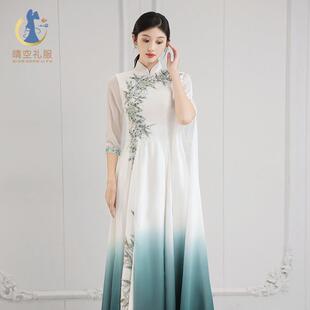 新款独唱礼服女声乐艺考显瘦长款中国风民乐舞台表演古筝演出服装