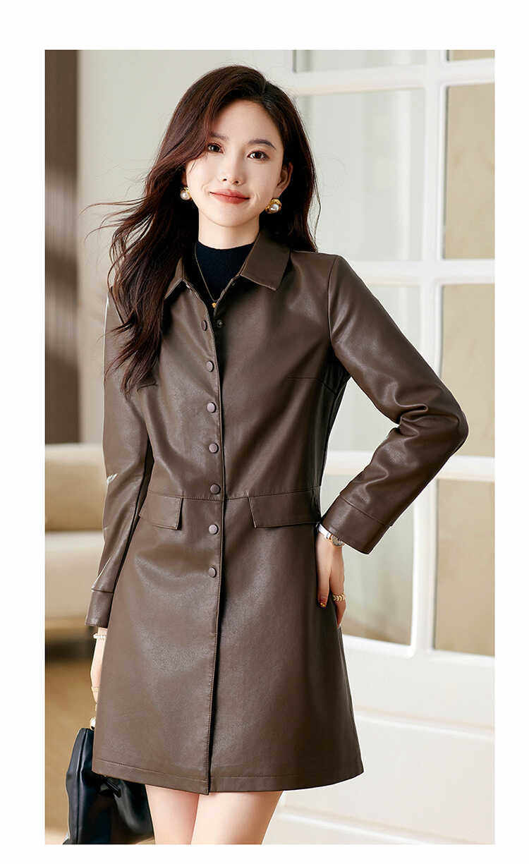 春秋季新款绵羊皮女中长款真皮皮衣衣时尚减龄气质大码风外套