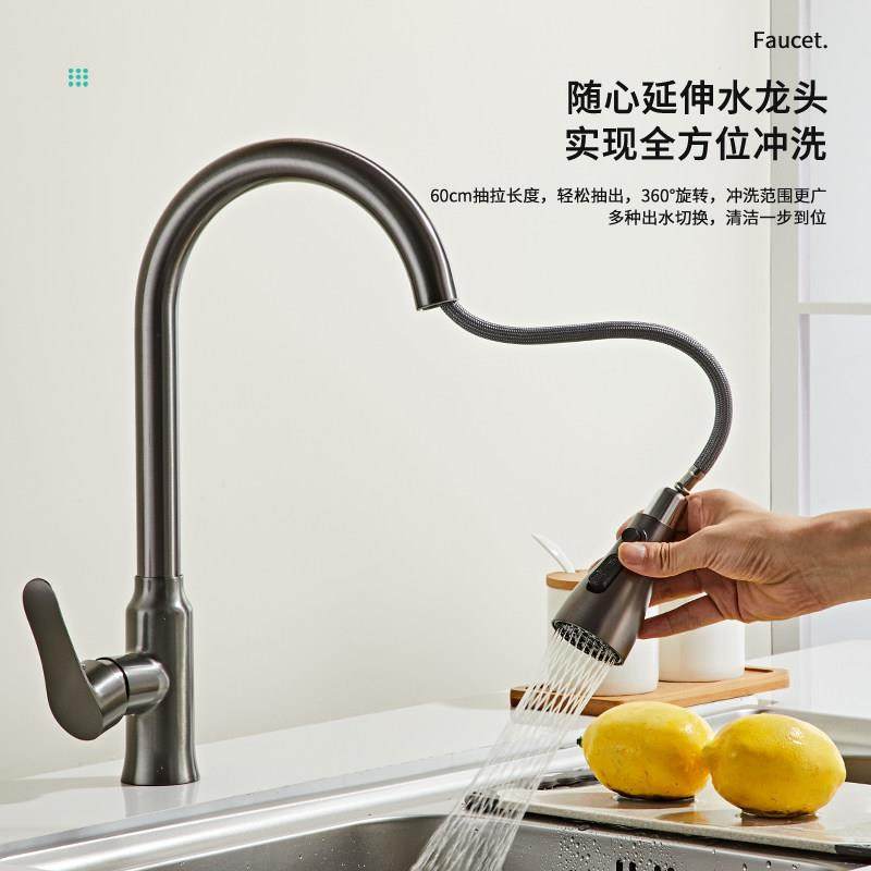 厨房抽拉溅式水龙头热二合一家用延伸防水水槽jmWrR洗碗冷池洗菜,家装主材,厨房龙头,淘宝优惠券,粉丝福利购,淘宝优惠卷