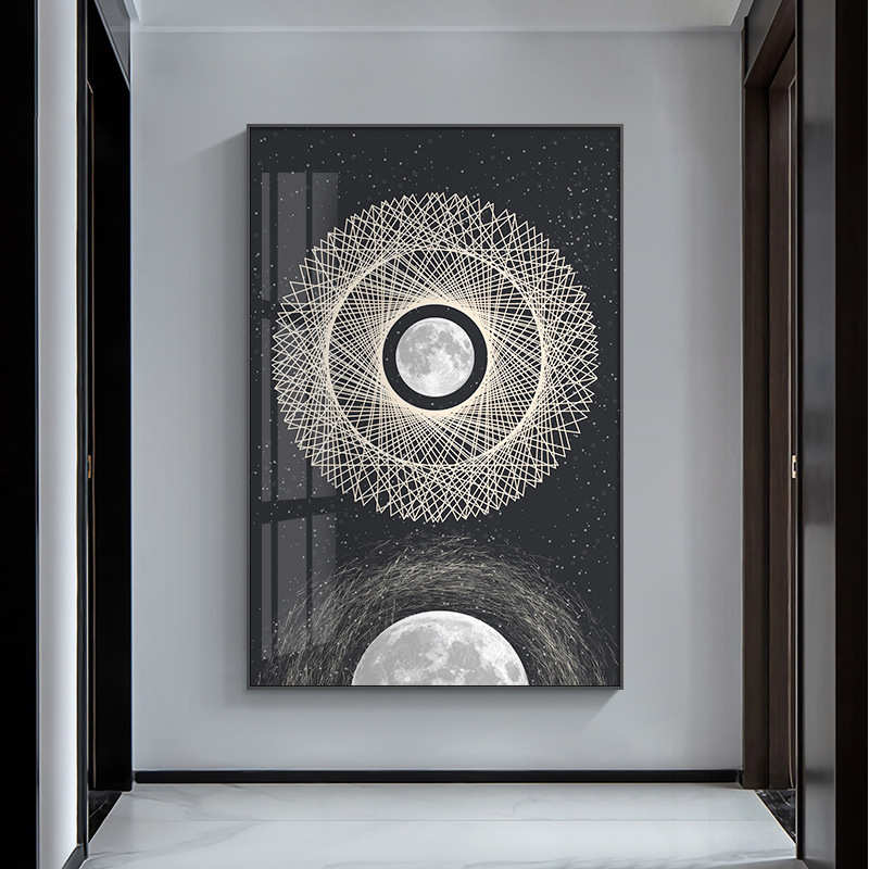 抽象入户玄关装饰画2021新款极简走廊过道竖版挂画设计师创意壁画图片