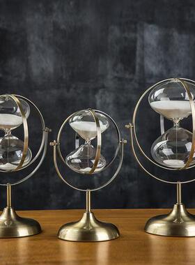 现代简约金属沙漏计时器摆件 北欧风格创意家居软装饰品客厅摆设