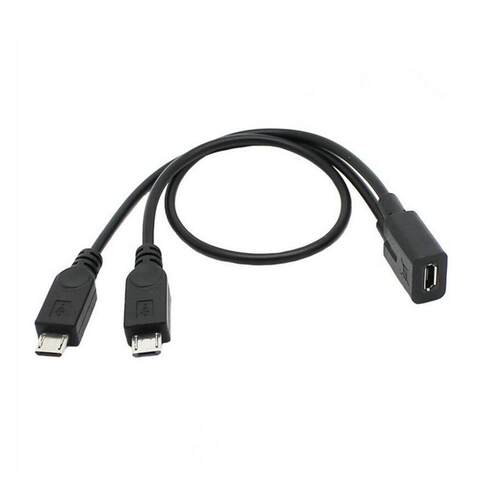 安卓 Micro USB 一分二v8母转两公Microusb转接线 USB公母1分2