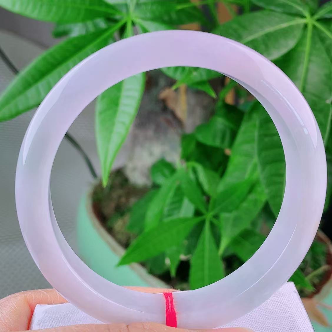 60号圈口缅甸天然真品翡翠冰紫罗兰春彩满色闪拍宽边玉手镯79.52g