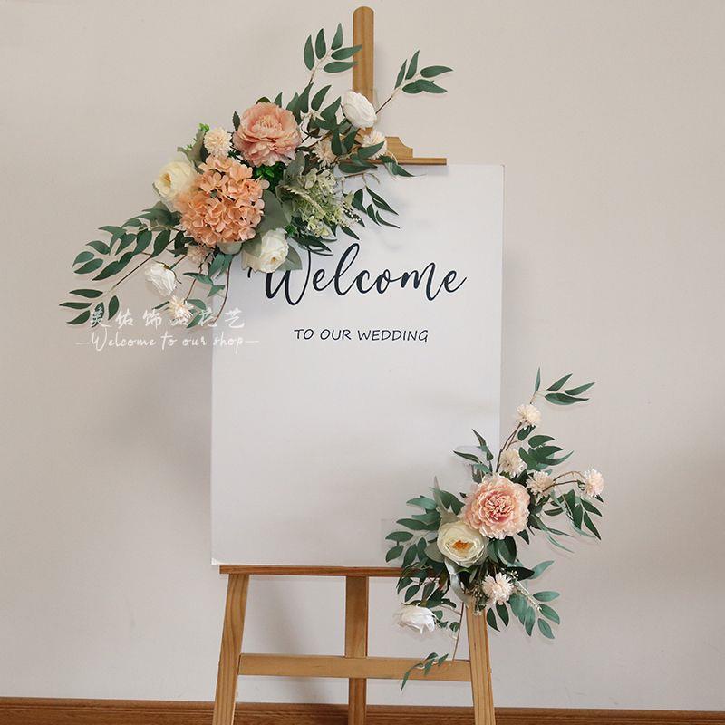婚礼迎宾牌水牌花指示牌花商场酒店展厅指引牌装饰花婚庆道具ins