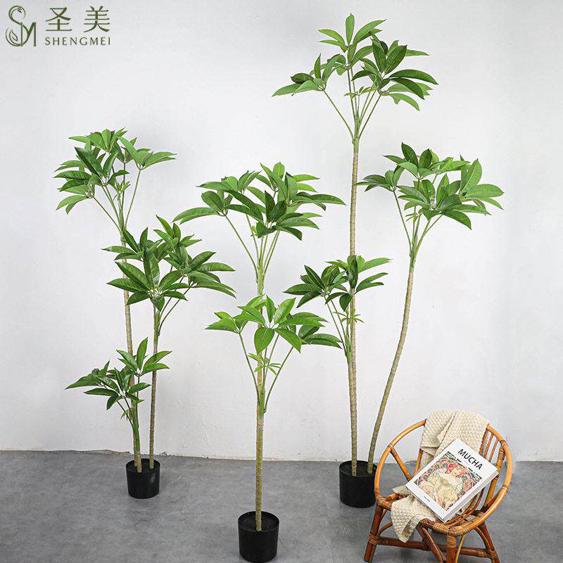 仿真杆绿植假多摆大树叶伞树多款式人造落地件S-7092/7发财树场景