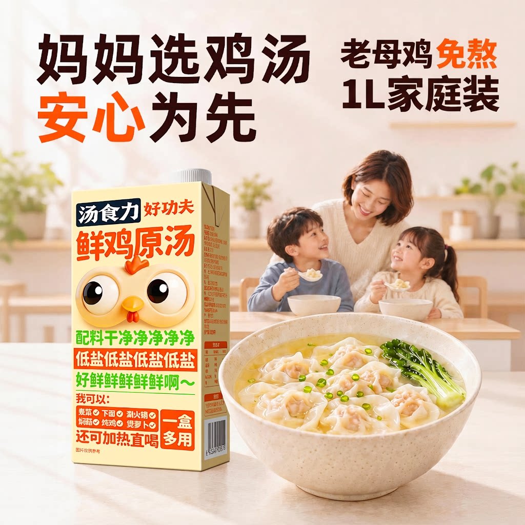 汤食力鲜鸡原汤老母鸡速食高汤配料干净免熬煮面涮火锅1L家庭装