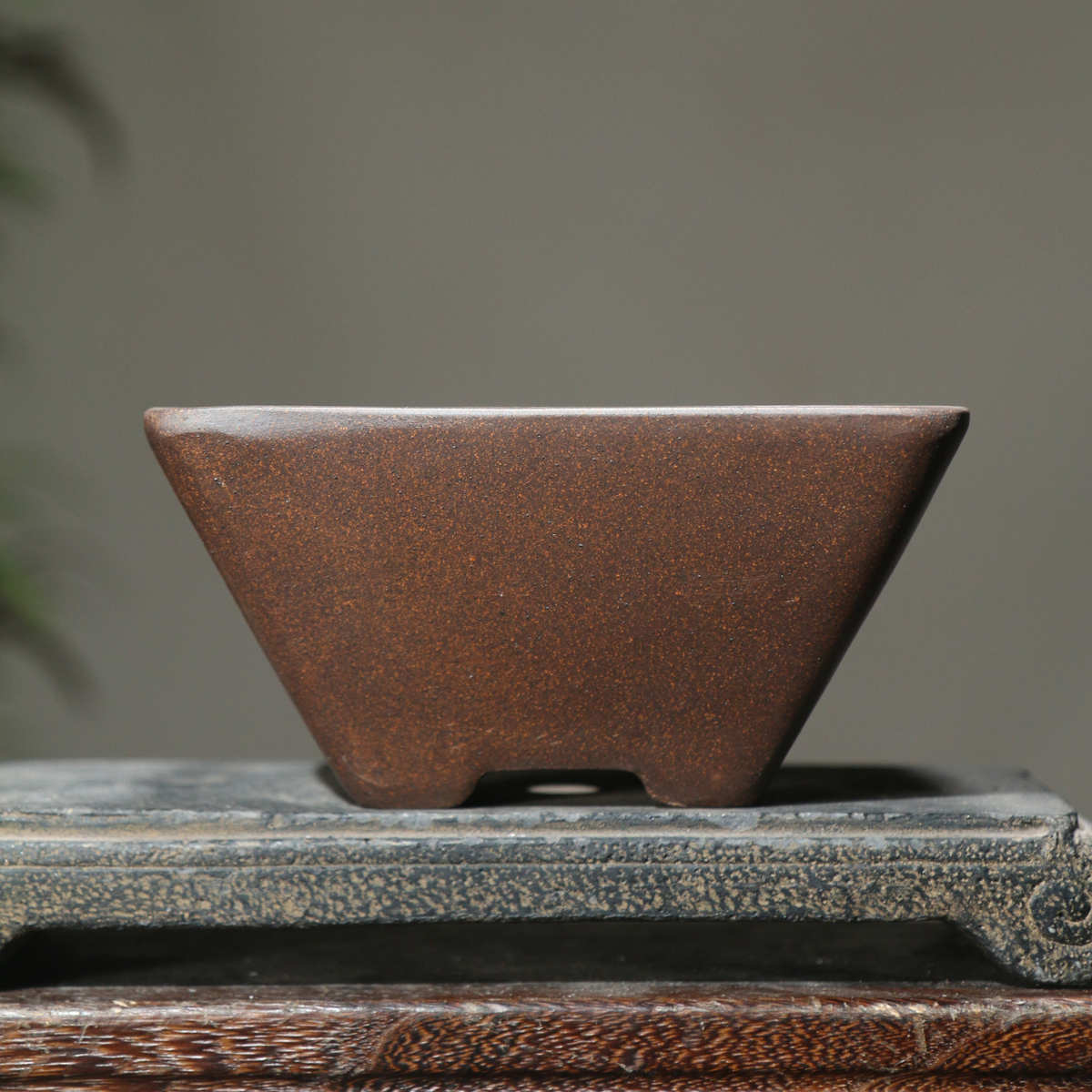 紫砂花盆正方形斗笠盆方斗盆盆景盆高档精品柴烧段泥古典觅陶乡