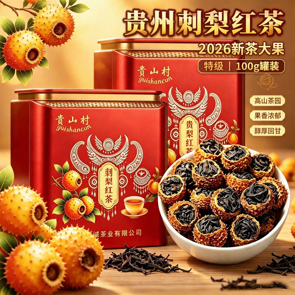 旗舰店贵州特产正宗刺梨红茶2026新茶特级浓香型古树红茶100g罐装