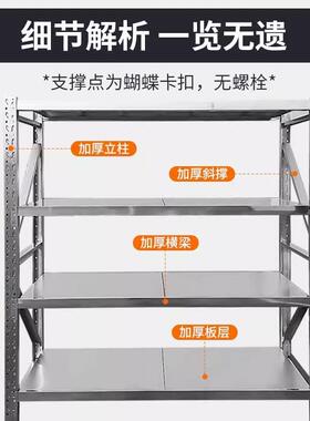 04不锈层钢重下型仓储货架冷库地室储物架工厂车间多可拆卸3336货