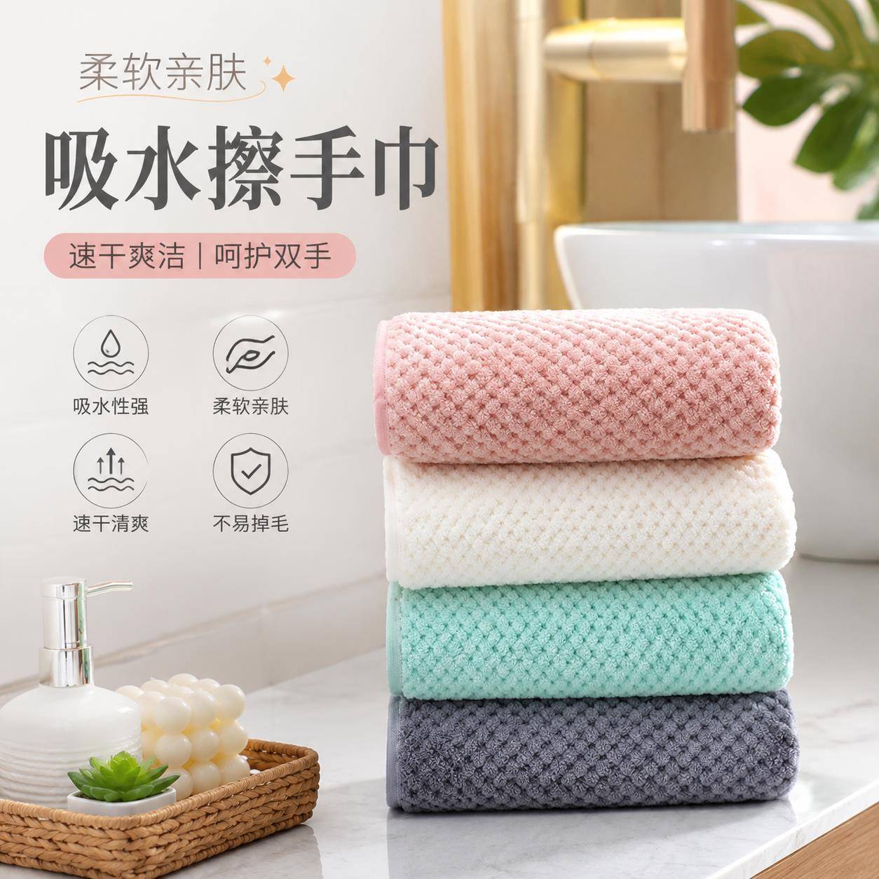 运动擦汗专用毛巾家用柔软吸水速干加厚菠萝格卫生间擦手巾不掉毛