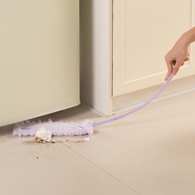 Under-bed cleaning brush with microfiber dusting duster, a m