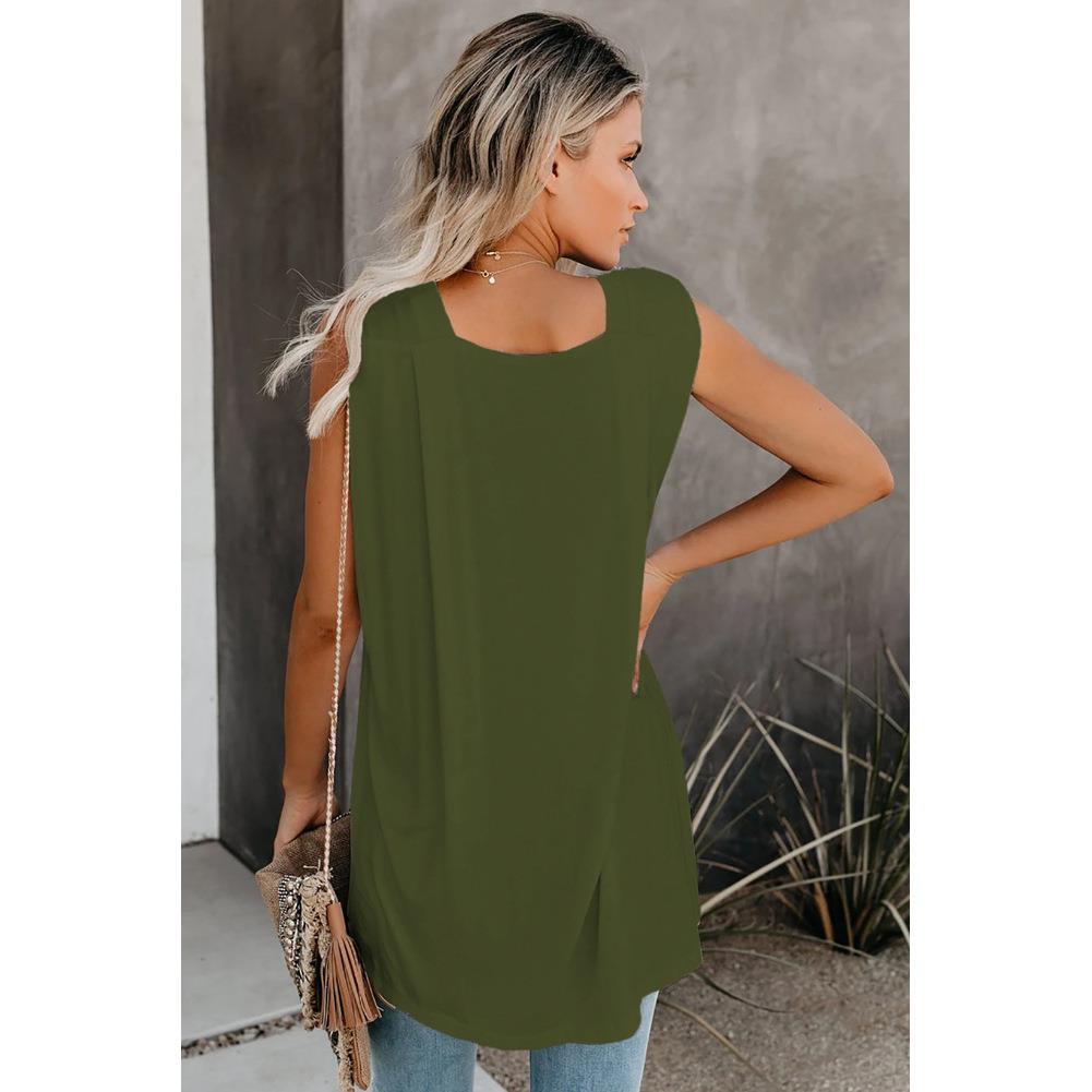 women for top irregular sleeveless neck round T-shirt vest