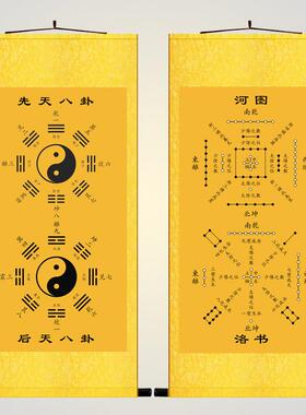 太极八卦图挂画先天后天八卦河图洛书易经周易玄关客厅书房卷轴画