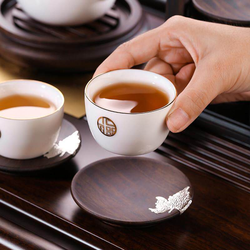 放茶杯的垫子黑实功夫茶杯隔垫热垫杯托杯架木茶具YYTYXD20配件檀