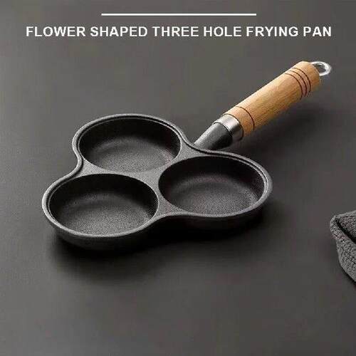 3 Hole Breakfast Grill Cooking Pot Cast Iron Omelet Pan
