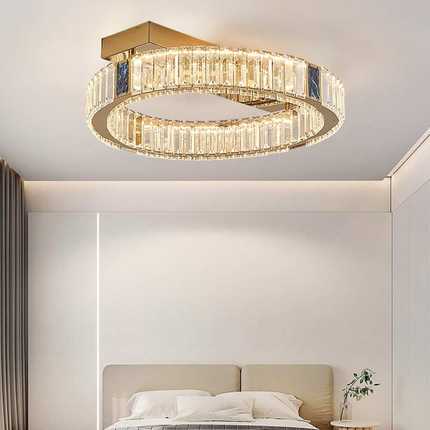 轻奢现代客厅水晶吸顶灯北欧简约主卧室灯简约高级感LED吸顶灯