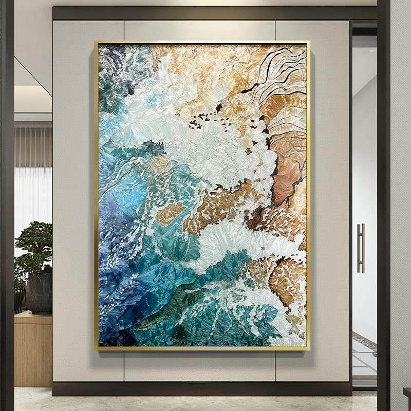 法式手绘珐瑯彩画轻奢装饰画玄关卧室书房客厅背景墙挂画海纳百川