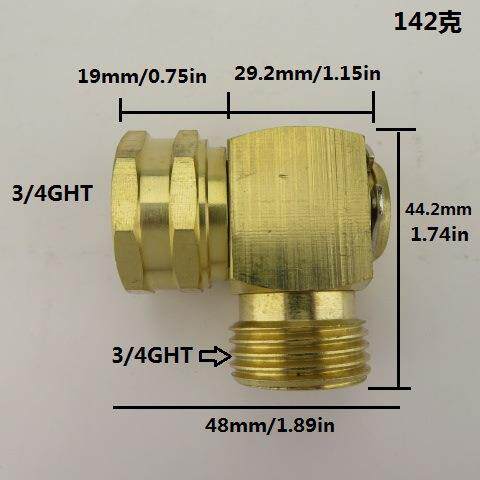 软花园软 管旋转弯头连接器 90度实心黄3/4GHT护铜管接头管扭结保