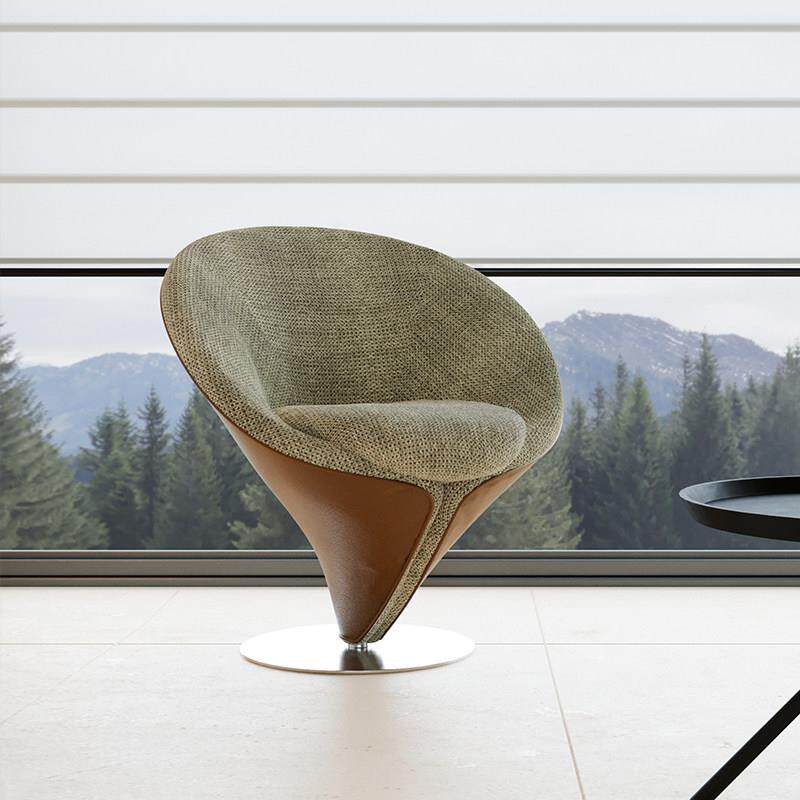 意式极简轻奢单人沙发椅高端高级感锥形休闲 椅咖啡厅可旋转单人