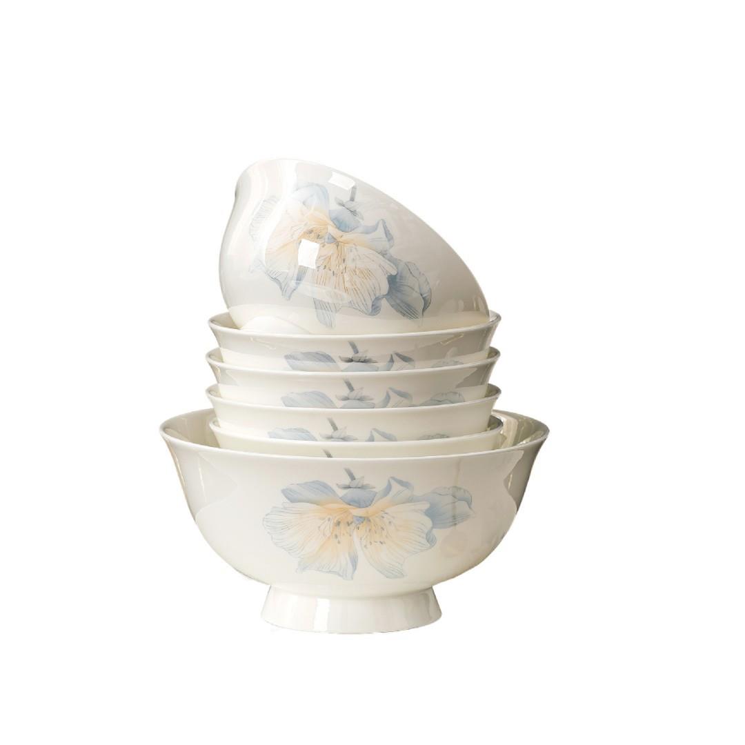新款碗碟餐具套装家用简约素雅碗碟高级感景德镇骨瓷碗盘婚礼乔迁