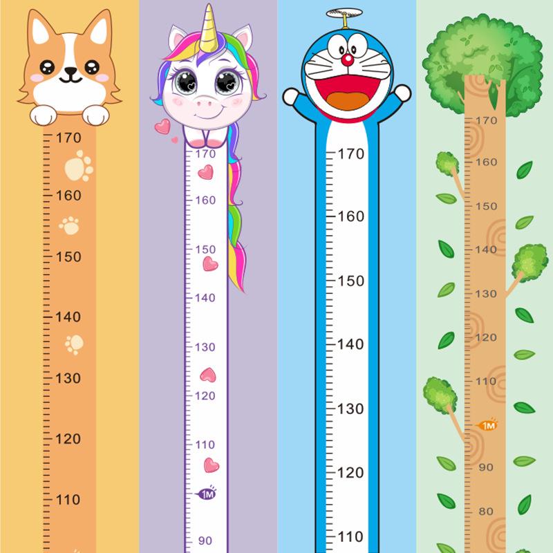 动物卡通身高测量墙贴画幼儿园儿童房装饰自粘身高贴可移除贴纸