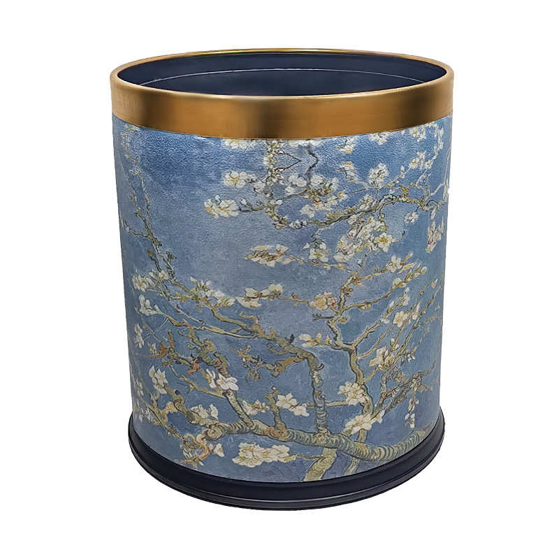 皮革垃圾桶高颜值家用客厅轻奢高档美式复古风卫生桶大号卧室纸篓