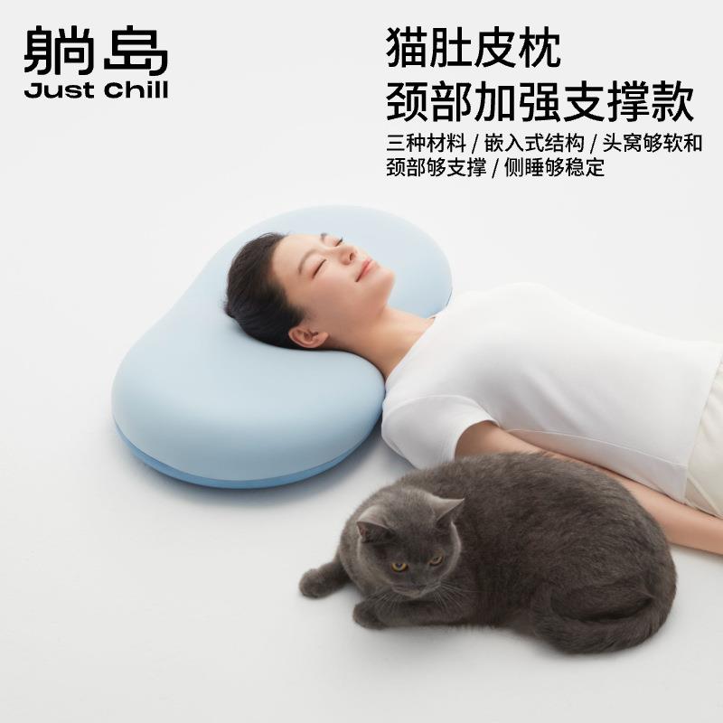 躺岛猫肚皮枕记忆棉枕头颈部加强支撑单人高低分区侧睡枕床上用品