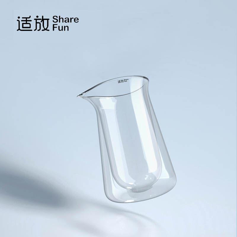 适放双层玻璃公道杯 P1飘逸杯单玻璃壶分茶器功夫茶具高硼硅耐热