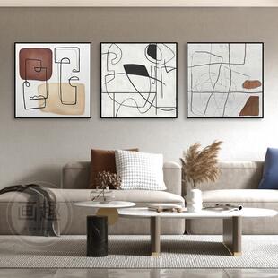 侘寂风高级感客厅挂画沙发背景墙装饰画巨幅方形现代简约抽象壁画